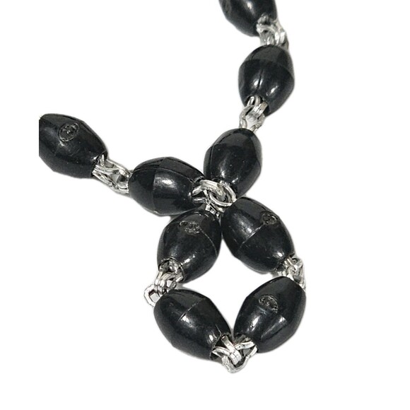 Vintage Rosary Made in Italy Black Oval Beads with Silver Tone Crucifix 18in - Picture 7 of 12